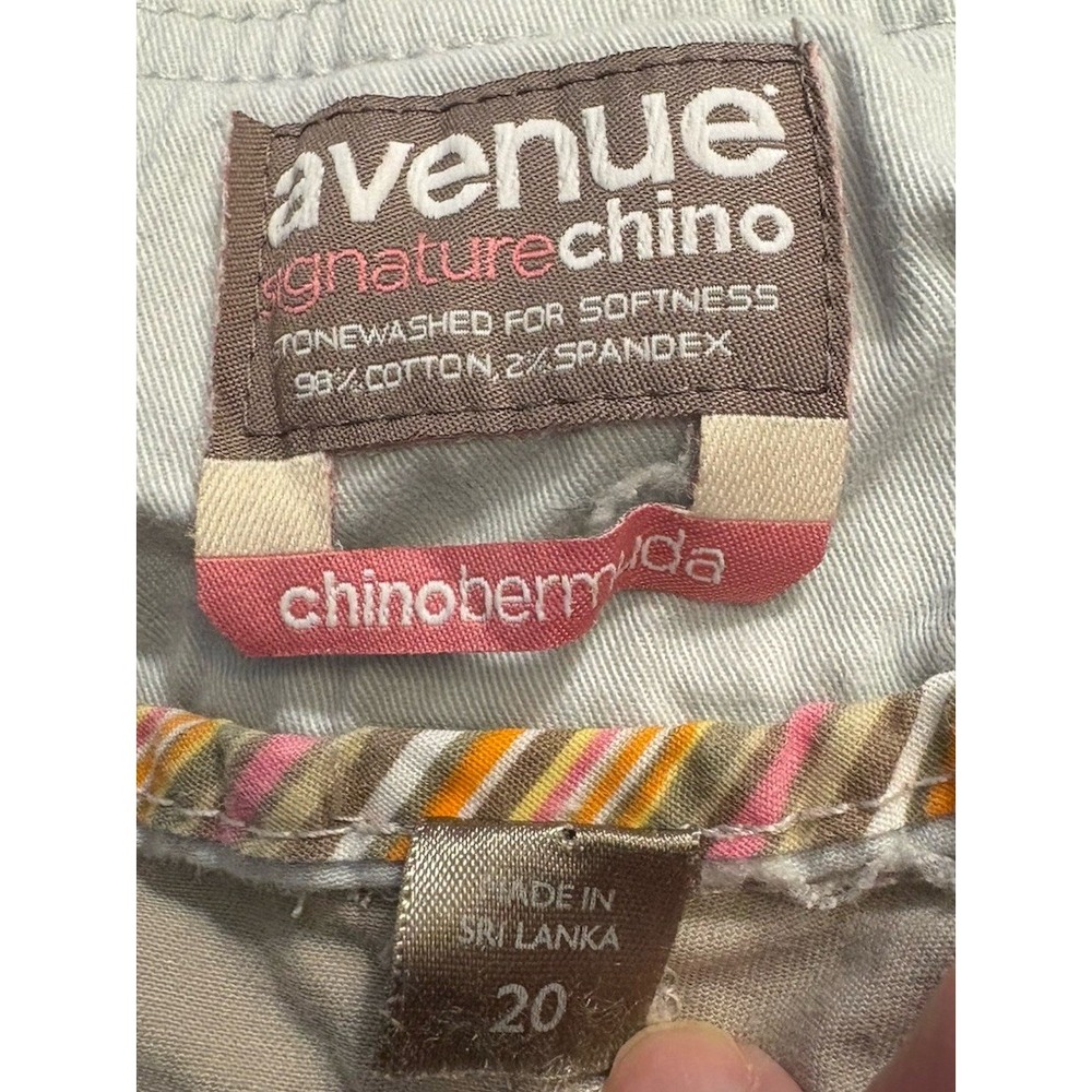 Avenue Stretch Plus Size‎ 20 Khaki Chino Bermuda Pockets - Picture 6 of 8